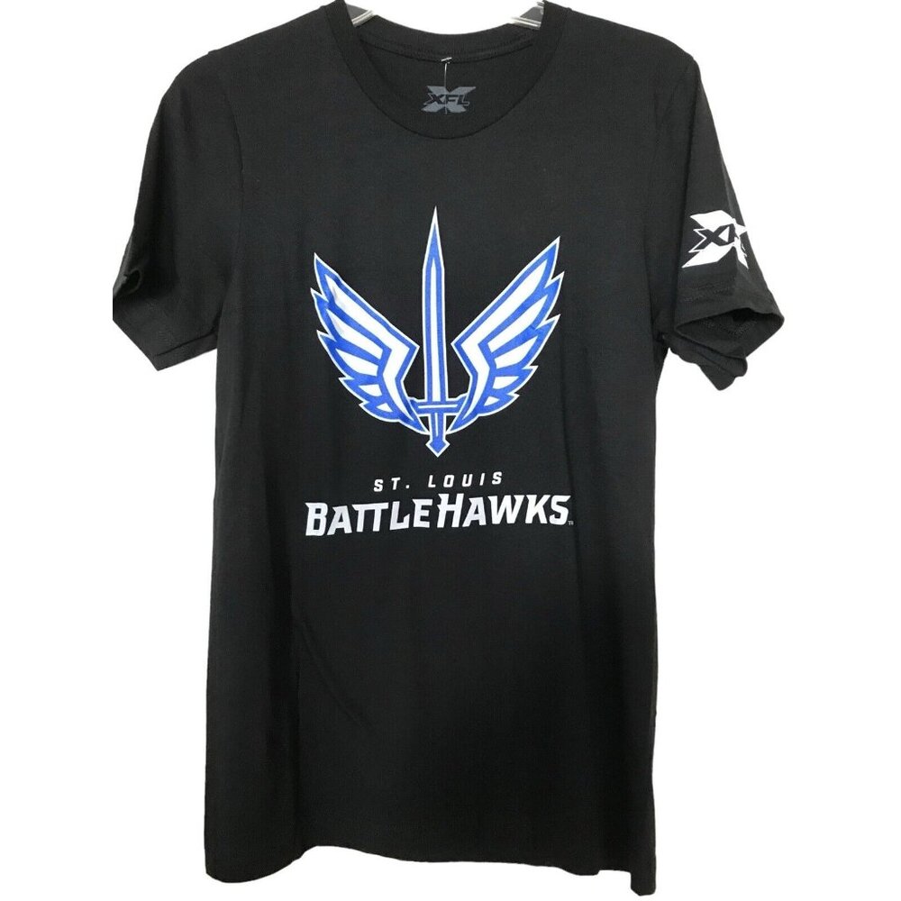 XFL Mens St. Louis Battlehawks Logo Shirt T-Shirt Navy Black Size Small Football